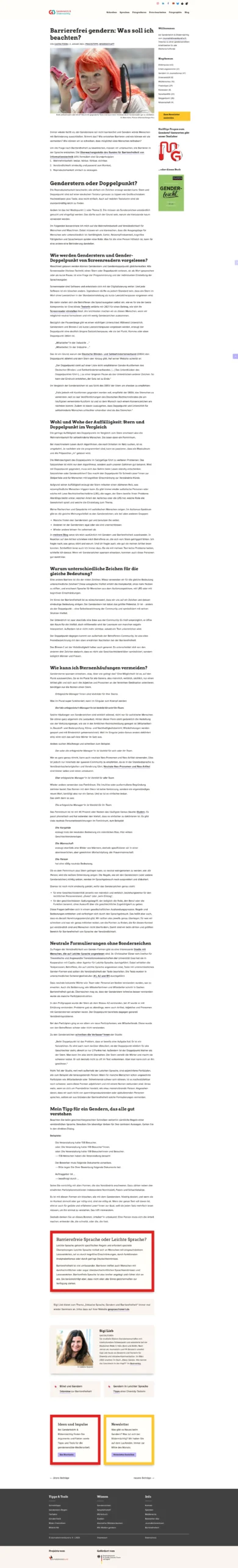 Screenshot Website Genderleicht & Bildermächtig