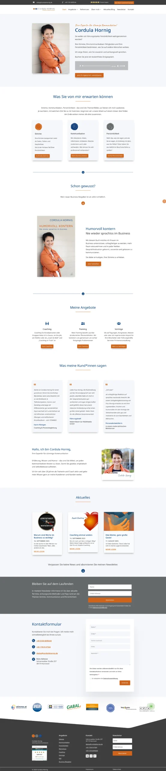 Screenshot Website Cordula Hornig